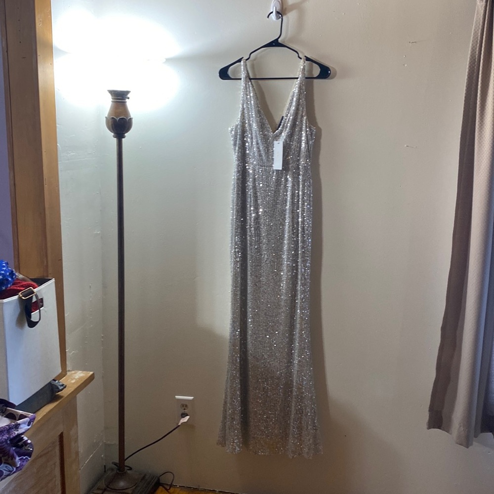 Silver Sequin Maxi Dress